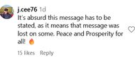 A user wishes peace (image via @j.cee76 on Instagram)